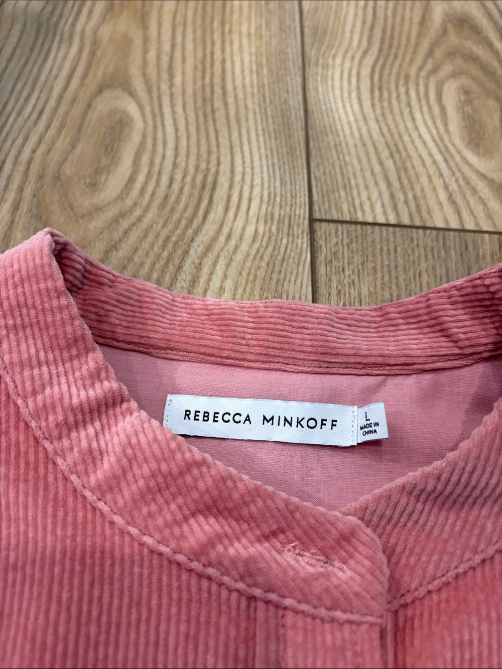 Rebecca Minkoff Rose Pink Corduroy Button-Down Shirt - Picture 2 of 5